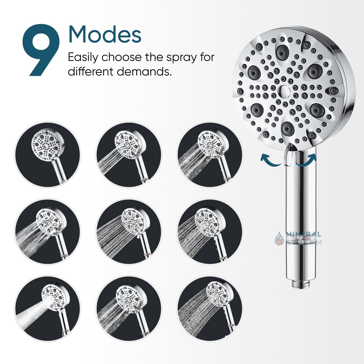 Luxe 9 Mode Showerhead Shower Essentials Kit