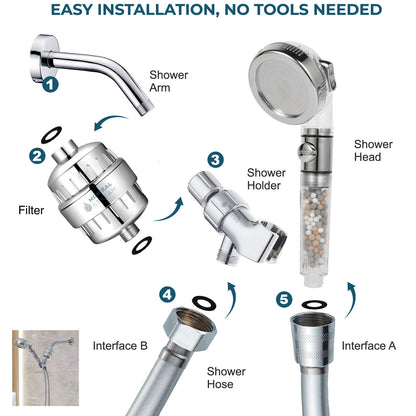 رأس الدش الأيوني 2.0 طقم الدش الكامل